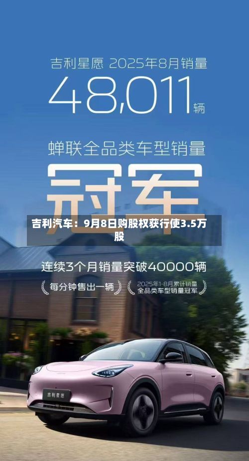 吉利汽车：9月8日购股权获行使3.5万股-第1张图片