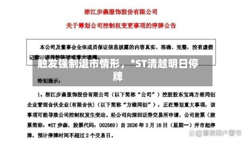 触发强制退市情形	，*ST清越明日停牌-第1张图片