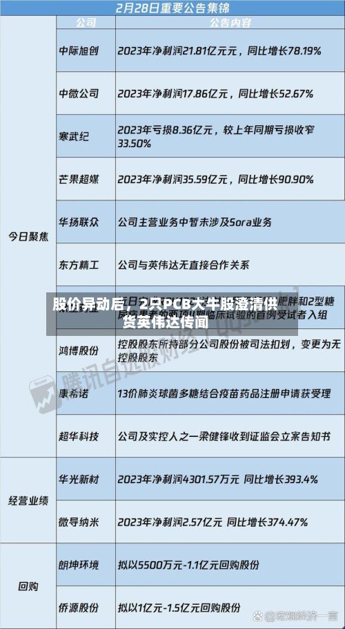 股价异动后	，2只PCB大牛股澄清供货英伟达传闻-第1张图片