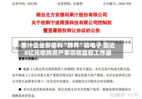 果汁企业安德利“跨界”搞电子 因近8亿元收购资产事项收监管工作函-第1张图片