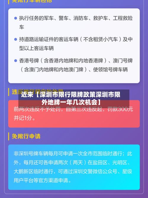近来【深圳市限行限牌政策深圳市限外地牌一年几次机会】-第1张图片